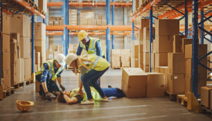 Trabajadores teniendo un suceso en el trabajo